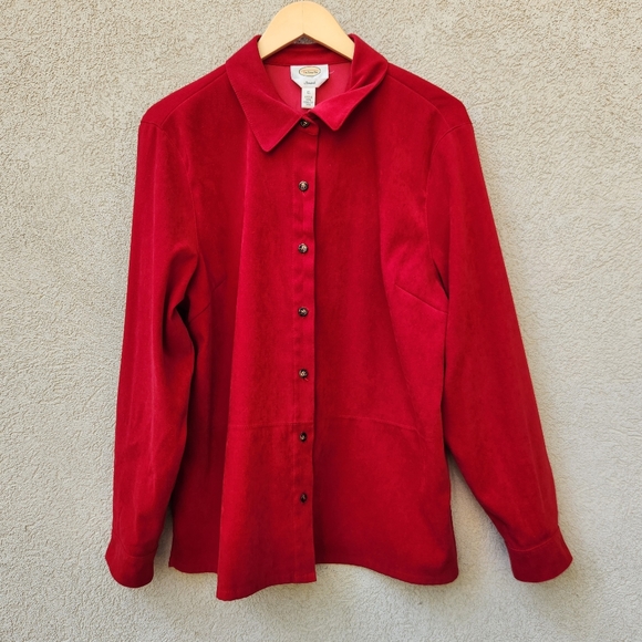 Talbots Tops - TALBOTS Women's Blouse Extra Large Red Long Sleeve Stretch Lined Top
